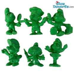 Set of 6 GREEN smurfs (20017/20037/20042/20054/20075/20098) - Schleich - 5,5cm