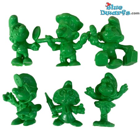 Set of 6 GREEN smurfs (20017/20037/20042/20054/20075/20098) - Schleich - 5,5cm
