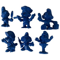 Set of 6 DARKBLUE smurfs (20017/20037/20042/20054/20075/20098) - Schleich - 5,5cm