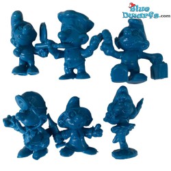 Set of 6 LIGHTBLUE smurfs (20017/20037/20042/20054/20075/20098) - Schleich - 5,5cm