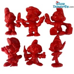 Set of 6 red smurfs (20017/20037/20042/20054/20075/20098) - Schleich - 5,5cm