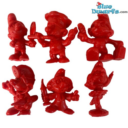 Set of 6 red smurfs (20017/20037/20042/20054/20075/20098) - Schleich - 5,5cm
