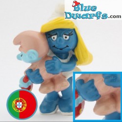 20192: Smurfette with baby  - Portugal -  (baby: pink tail) - Schleich - 5,5cm