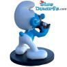 Greedy smurf with cake in his mouth - Blue Resin 2023 - Set 2 - Resin smurf statue - 11 cm