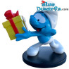 Puffo giocherellone con presente - Blue Resin 2023 - resina - figurina / Statuea puffi - 11 cm