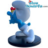 Puffo giocherellone con presente - Blue Resin 2023 - resina - figurina / Statuea puffi - 11 cm