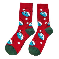 Smurfen Dames sokken - Smurfen Kerstsokken - De kerstman - one-size - voor volwassenen