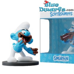 Greedy smurf with cake in his mouth - Blue Resin 2023 - Set 2 - Resin smurf statue - 11 cm
