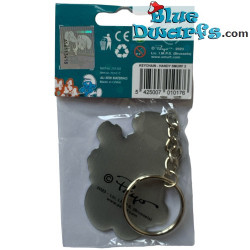 Pitufo Manitas con herramienta gris - llavero de metal  - Los Pitufos - 6cm