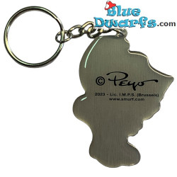 Smurfin als arts met spuit  - Smurfen sleutelhanger metaal - 6cm