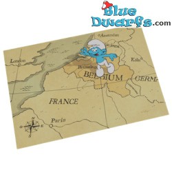 Smurfen magneet Smurf - Belgische landkaart met smurf - Fijne Vakantie - The Smurfs - 8x5cm