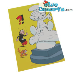 Schlumpf Magnet - Schlumpf Shop Bruxelles Statue - Angsthase Gargamel und Azrael - The Smurfs - 8x5cm