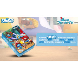 Metal activity box - the Smurfs - Coloring book / Stickers / height measuring ruler