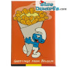 Puffo magnete -  Puffo con patatine - Greetings from Belgium - The Smurfs - 8x5cm