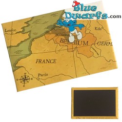 Imán- Los Pitufos - Mapa de Bélgica con pitufo - Ten unas buenas vacaciones- The Smurfs - 8x5cm