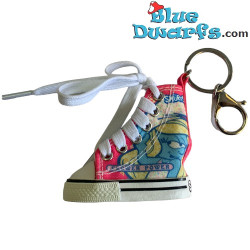 Schtroumpfette - Porte-clés Chaussure Schtroumpf - Flower Power - Rose - Toile - 7,5 cm