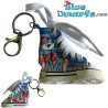 Papa Schlumpf  jubeln - Schlumpf Schuh Schlüsselanhänger - blau - Leinwand - 7,5 cm
