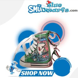 Complete set - 12 canvas shoes / Metall Keyrings - The Smurfs - 6 cm