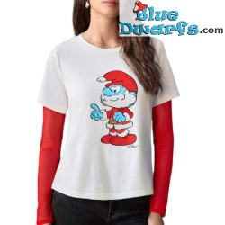 Smurf T-shirt ladies - Papa smurf as Santa - Size S