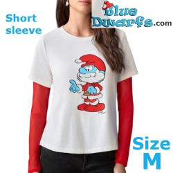 Smurfen T-shirt - Dames - Grote smurf als kerstman - Maat S