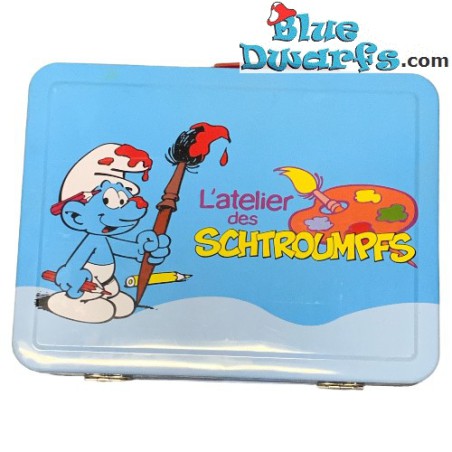 Smurf item - Smurf metal box - L'atelier des schtroumpfs - 27x20cm