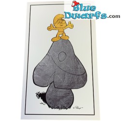 Gouden Grote Smurf staand op paddestoel - Kunsthars figuur - Zédibulle éditions - 4,5x5x7cm