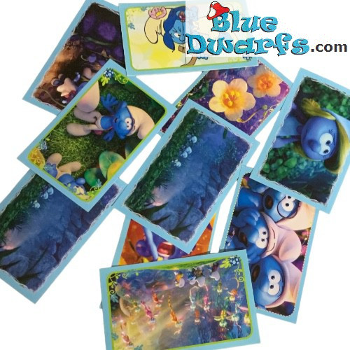 5x smurfen sticker - Het verloren dorp - 2017 -  Panini  - 9x5,5cm