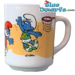 Vintage Smurf mug - Basketball smurfs - Ceramic - +/-7x9cm