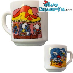 Vintage Smurf mug - merry-go-round with the smurflings - Ceramic - +/-7x9cm