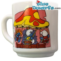 Vintage Smurf mug - merry-go-round with the smurflings - Ceramic - +/-7x9cm