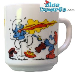 Vintage Smurf mug - Diving smurf in melting pot - Ceramic - +/-7x9cm