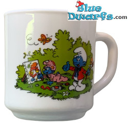 Vintage Smurf mug - Papa smurf reads a book for baby smurf - Ceramic - +/-7x9cm