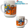 Vintage Smurf mug - Tennis playing smurfs - Ceramic - +/-7x9cm