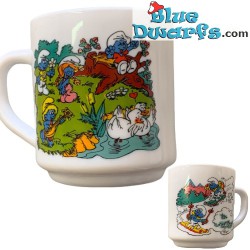 Vintage Smurf mug - Smurflings next to the river - Ceramic - +/-7x9cm
