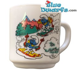 Vintage Smurf mug - Smurflings next to the river - Ceramic - +/-7x9cm