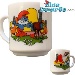 Vintage Smurf mug - Papa smurf the photographer - Ceramic - +/-7x9cm