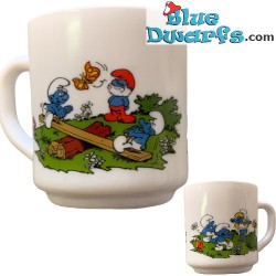 Vintage Smurf mug - Smurfs on seesaw - Ceramic - +/-7x9cm