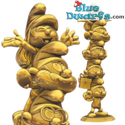 Los Pitufos subiéndo en columna XXL - Color dorado - Figura Resina - Plastoy - 37cm