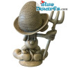 Schtroumpf paysan avec râteau  - statue de jardin - Pierre reconstituée - 42x35x24  cm / 13 kilo