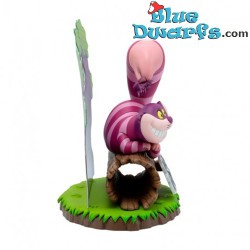 Grinsekatze - Alice im Wunderland - mit Leuchtende Augen - sitzend auf Baumstamm - Disney - 11cm