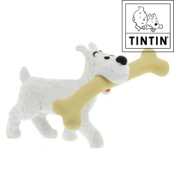 Figurine tintin - Snowy with big bone - 4,5 cm