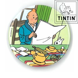 Imán Tintín - Tintín con Milú en el desayuno - 5,5cm