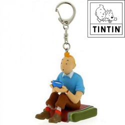 Tintin seduto su un tappeto in Tibet - Portachiavi Tintin - 3,5cm