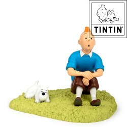 Tim sitzt auf dem Gras - Kunstharzfigur - Tim und Struppi - 18cm
