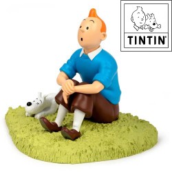 Tim sitzt auf dem Gras - Kunstharzfigur - Tim und Struppi - 18cm
