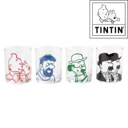 4 Verres de Tintin - Milou, Dupond et Dupont, Capitaine Haddock, Professeur Tournesol - 9 cm
