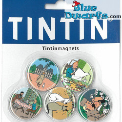 5x Mini Aimant Tintin - Aimants Tintin - +/- 3 cm