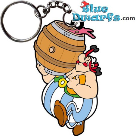 Obelix with rain barrel at the Britons - Keyring figurine - Asterix and Obelix - Plastoy - 6cm