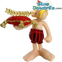 Asterix alle Olimpiadi con cuscino e piuma d'oro - Asterix e Obelix figurina - Plastoy - 8cm