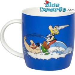 Obelix swims with Dogmatix and Asterix on his belly - Ceramic Asterix and Obelix Mug - 350ML